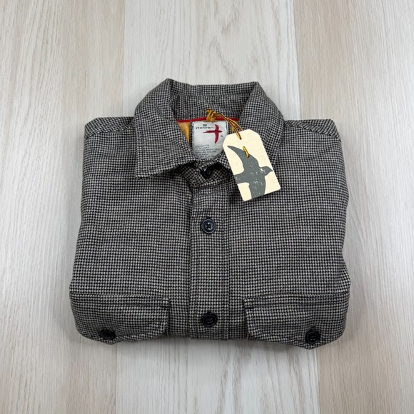 Relwen Other - Relwen Mens Camel Black Houndstooth Stretch Workwear Button Up Shirt Size S NWT